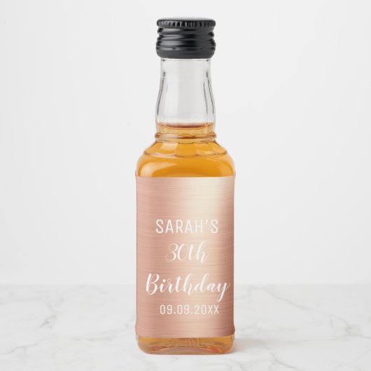 Elegant Roos Gold 30e verjaardag Likeurfles Etiket (Voorkant)