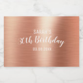 Elegant Roos Gold 30e verjaardag Mini Sparkling Wijnetiket (Enkel label)