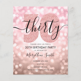 Elegant Roos Gold 30th Birthday Party Invite
