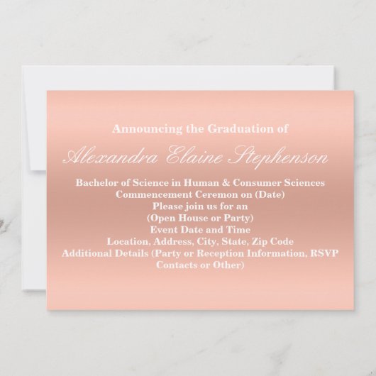 Elegant Roos Gold 3 Aankondiging Afstuderen foto's (Achterkant)