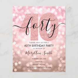 Elegant Roos Gold 40th Birthday Party Invite