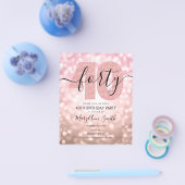 Elegant Roos Gold 40th Birthday Party Invite Flyer (Enkel)