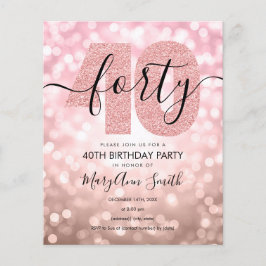 Elegant Roos Gold 40th Birthday Party Invite Flyer