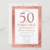 Elegant Roos Gold 50 en Fabulous 50th Birthday Kaart (Voorkant)