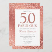 Elegant Roos Gold 50 en Fabulous 50th Birthday Kaart (Voorkant / Achterkant)