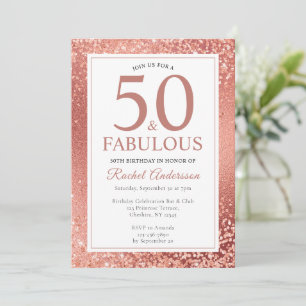 Elegant Roos Gold 50 en Fabulous 50th Birthday Kaart