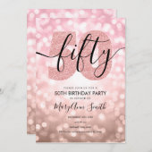 Elegant Roos Gold 50e verjaardag Kaart (Voorkant / Achterkant)