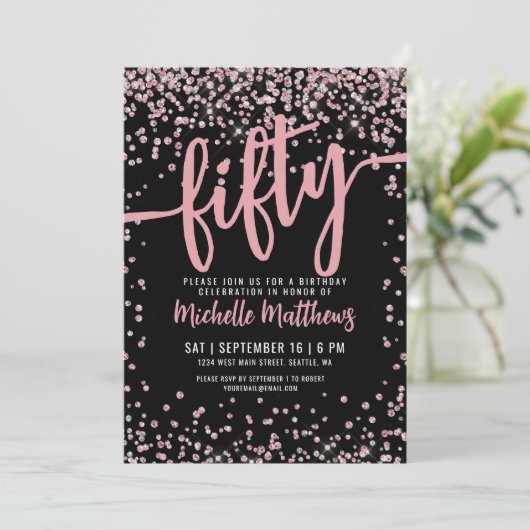 Elegant Roos Gold 50e verjaardag Kaart (Staand voorkant)