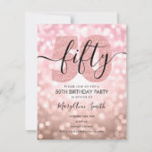 Elegant Roos Gold 50e verjaardag Kaart (Voorkant)