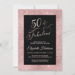 Elegant Roos Gold 50th Birthday Party Invitation Kaart<br><div class="desc">Elegant en chic black en sparkly roos gouden vijftigste verjaardagsfeestdag,  met "50 & Fabulous" in een stijlvol roos gouden script en eenvoudige roos gouden typografie.</div>