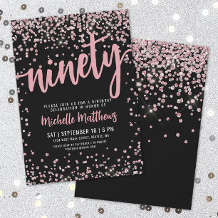 Elegant Roos Gold 90e verjaardag Kaart