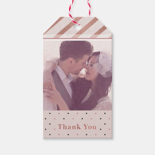 Elegant Roos Gold Aangepaste foto Hartelijk dank Cadeaulabel (Voorkant)