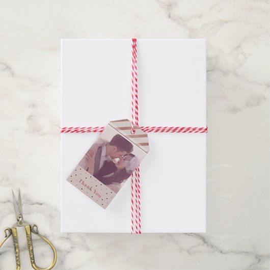 Elegant Roos Gold Aangepaste foto Hartelijk dank Cadeaulabel (Met Touw)