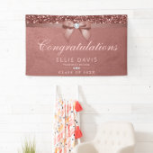 Elegant Roos Gold Afstuderen Diamonds Bow Glitter Spandoek (Insitu)