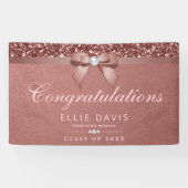 Elegant Roos Gold Afstuderen Diamonds Bow Glitter Spandoek (Horizontaal)