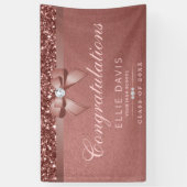 Elegant Roos Gold Afstuderen Diamonds Bow Glitter Spandoek (Verticaal)