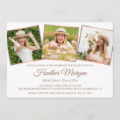 Elegant Roos Gold Afstuderen Fotogradatie Partij Kaart (Voorkant)