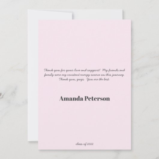 Elegant Roos Gold Afstuderen Hartelijk dank Kaart (Achterkant)