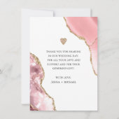 Elegant Roos Gold Agate Glitter Script Bruiloft Bedankkaart (Achterkant)