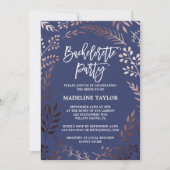 Elegant Roos Gold and Navy Bachelorette Party Kaart (Voorkant)