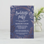 Elegant Roos Gold and Navy Bachelorette Party Kaart (Staand voorkant)