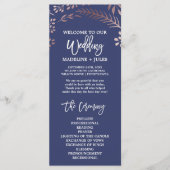 Elegant Roos Gold and Navy Wedding Program Programmakaart (Voorkant)