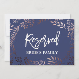 Elegant Roos Gold and Navy Wedding "Reserved" Sign