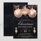 Elegant Roos Gold Baubles kerstfeest Kaart (Voorkant / Achterkant)