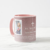 Elegant Roos Gold Bautizo Baptism Girl Foto Mok (Voorkant links)