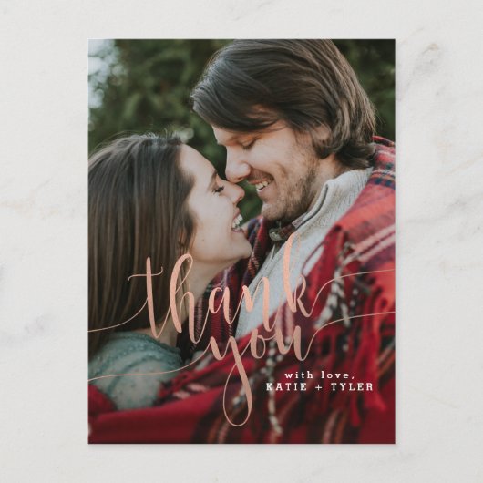 Elegant Roos Gold Bedankt Briefkaart (Voorkant)