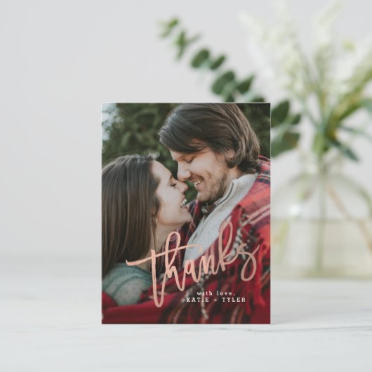 Elegant Roos Gold Bedankt Briefkaart (Staand voorkant)