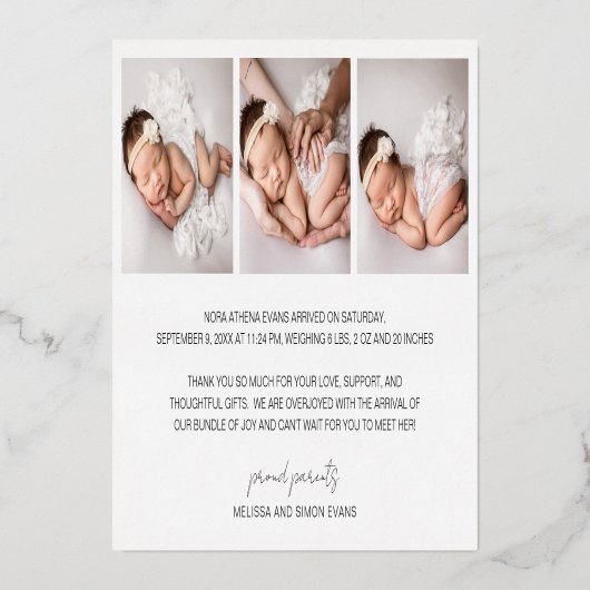 Elegant Roos Gold Bedankt voor de aankondiging van (Achterkant)