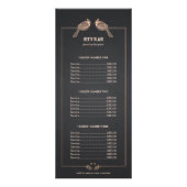 Elegant Roos Gold Birds Chalkboard Price List Menu (Voorkant)