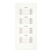 Elegant Roos Gold Birds Chalkboard Price List Menu (Achterkant)