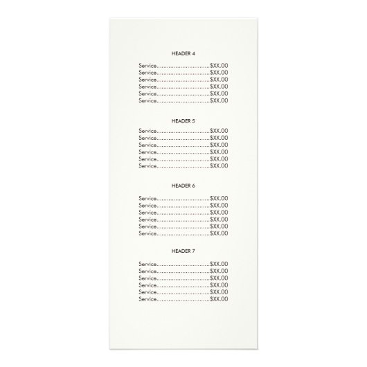 Elegant Roos Gold Birds Chalkboard Price List Menu (Achterkant)