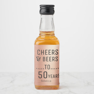 Elegant Roos Gold Black Cheers & Beers 50-jarige d Likeurfles Etiket