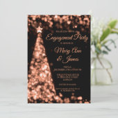 Elegant Roos Gold Black Christmas Engagement Party Kaart (Staand voorkant)