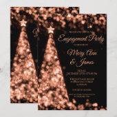 Elegant Roos Gold Black Christmas Engagement Party Kaart (Voorkant / Achterkant)