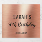 Elegant Roos Gold Black Elke 30e verjaardag Sparkling Wijnetiket (Enkel label)