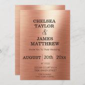 Elegant Roos Gold Black Font Wedding Kaart (Voorkant / Achterkant)