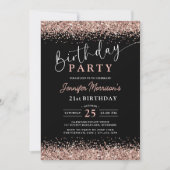 Elegant Roos Gold Black Glitter 21e Verjaardag Kaart (Voorkant)