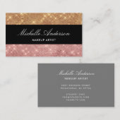 Elegant Roos Gold Black Glitter Sparging Name Visitekaartje (Voorkant / Achterkant)