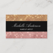 Elegant Roos Gold Black Glitter Sparging Name Visitekaartje (Voorkant)