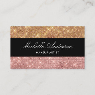 Elegant Roos Gold Black Glitter Sparging Name Visitekaartje
