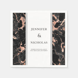 Elegant Roos Gold & Black marble Wedding Servet