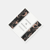 Elegant Roos Gold & Black marble Wedding Servet (Hoek)