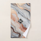 Elegant Roos Gold Black Marmer Monogram Bad Handdoek (Handdoek)