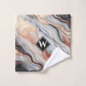 Elegant Roos Gold Black Marmer Monogram Bad Handdoek (Wasdoekje)