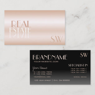 Elegant Roos Gold Black Mirror-lettertype met mono Visitekaartje