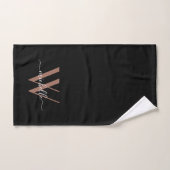 Elegant Roos Gold Black Monogram Name Script Bad Handdoek (Handdoek)